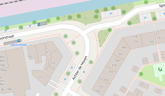 Rendering of street side parking in OSM Carto