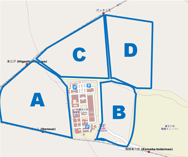 Area to be mapped divided into sectors, using major roads and the Thames