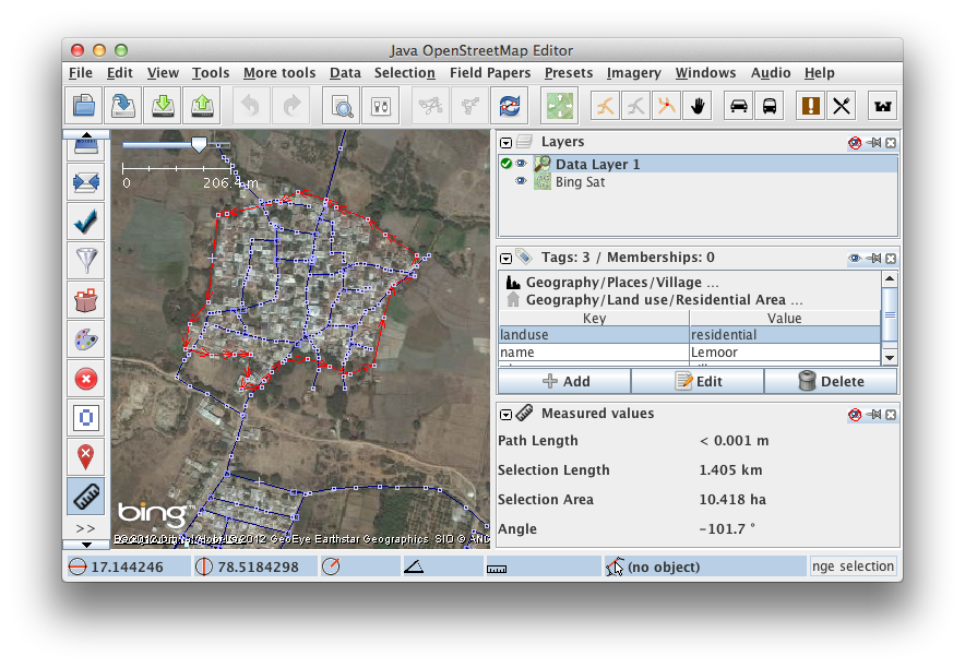 Measuring the area of a village