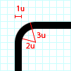 Correct: SVG with drawing placed on grid and matching units and pixels.