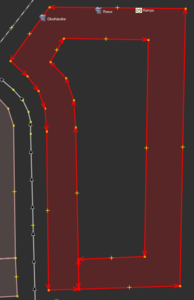 The wrong way in JOSM with the relevant selected points.