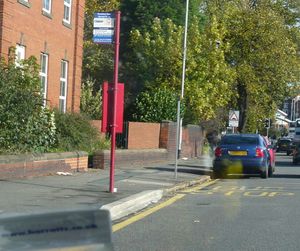 Bus stop with raised kerb