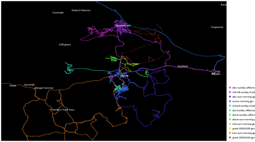 Surrey Hills (Sunday) - Black background - with city names