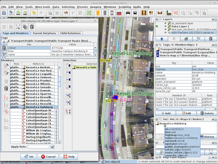 A stop and how it fits in the route relation