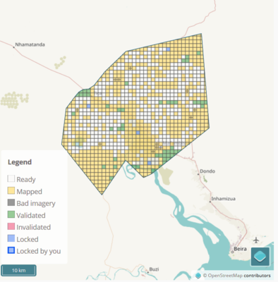 Pe hartă, un bloc poate fi selectat pentru mapare (blocul este apoi blocat pentru alți utilizatori)