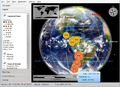 A satellite map with real-time clouds and historic earthquakes