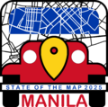 The conference logo for the State of the Map 2025 is a stylized version of a Jeepney, a form of public transport bus vehicle commonly found in the Philippines.