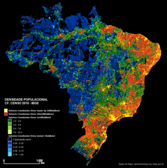 DENSIDADE DEMOGRÁFICA CF. IBGE CENSO 2010 (Ampliar >>)