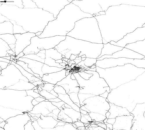 Wide area, with Bedford, Northampton, Milton Keynes, and Luton