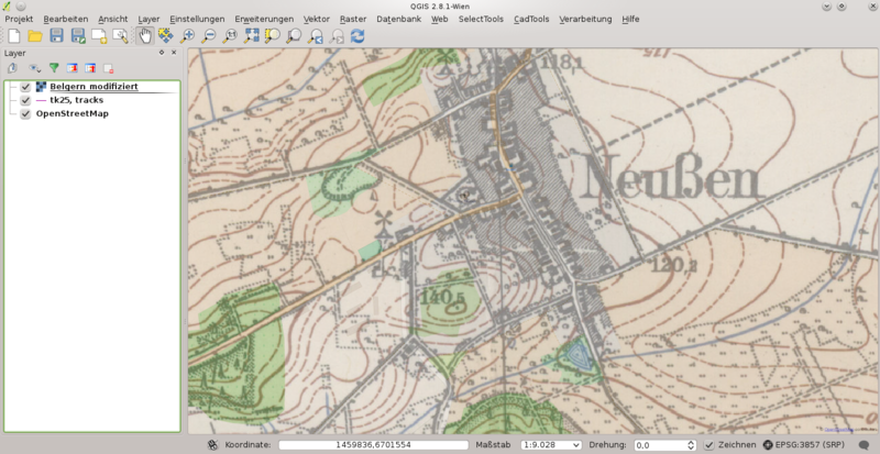 Die Geotiff-Datei und Referenzkarte passen