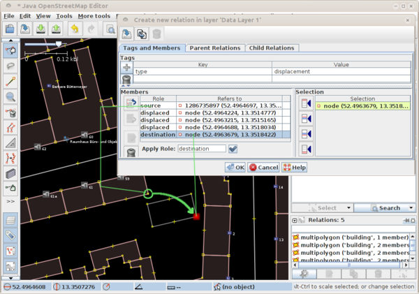 Create the displacement relation